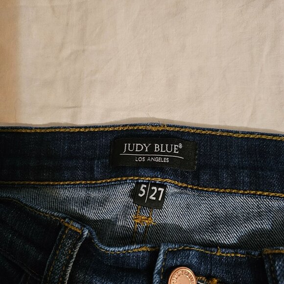 Judy Blue Womens Distressed Skinny Jeans Size 5/27 Dark Wash Denim - Picture 2 of 7